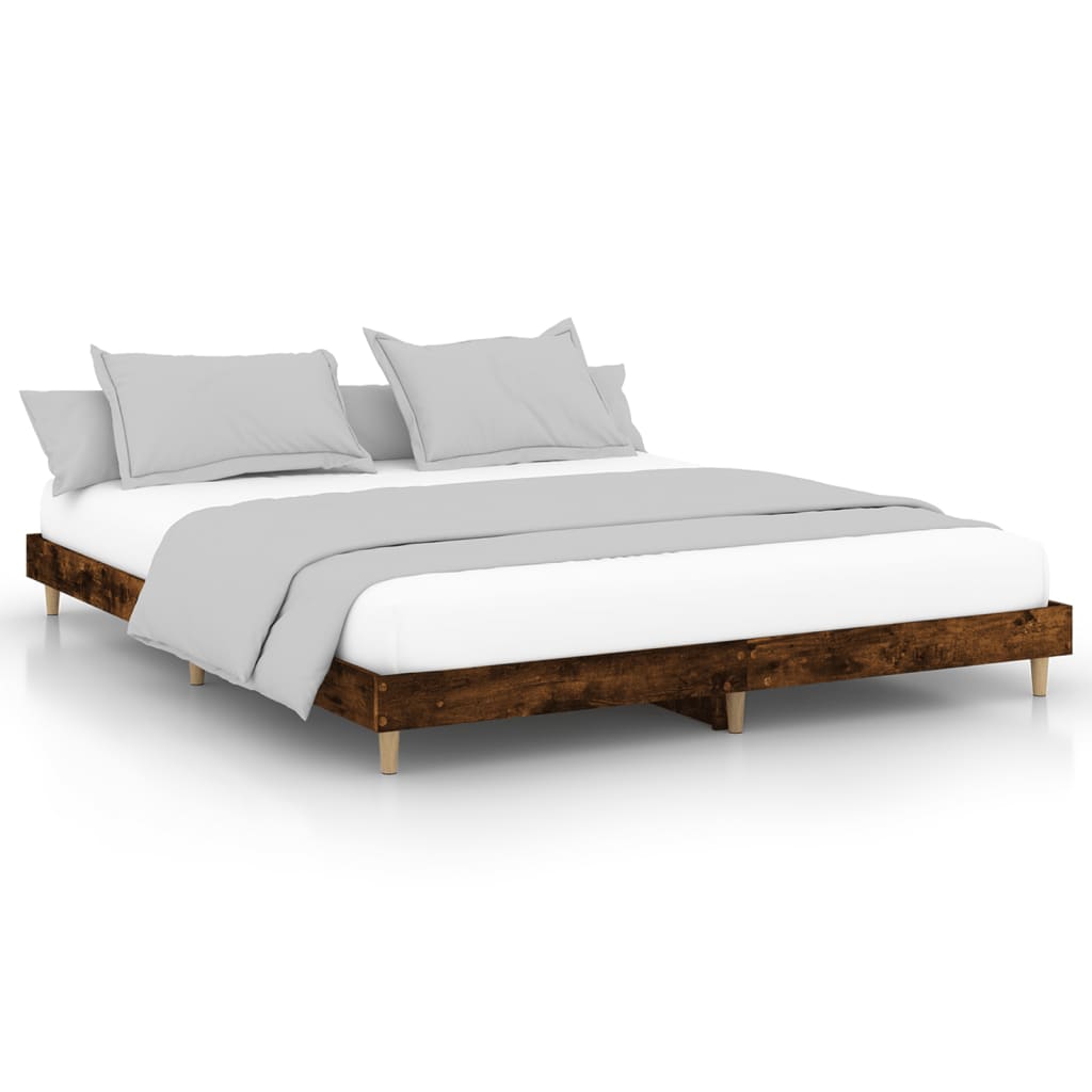 vidaXL Bed Frame without Mattress Smoked Oak 180x200 cm Super King Engineered Wood