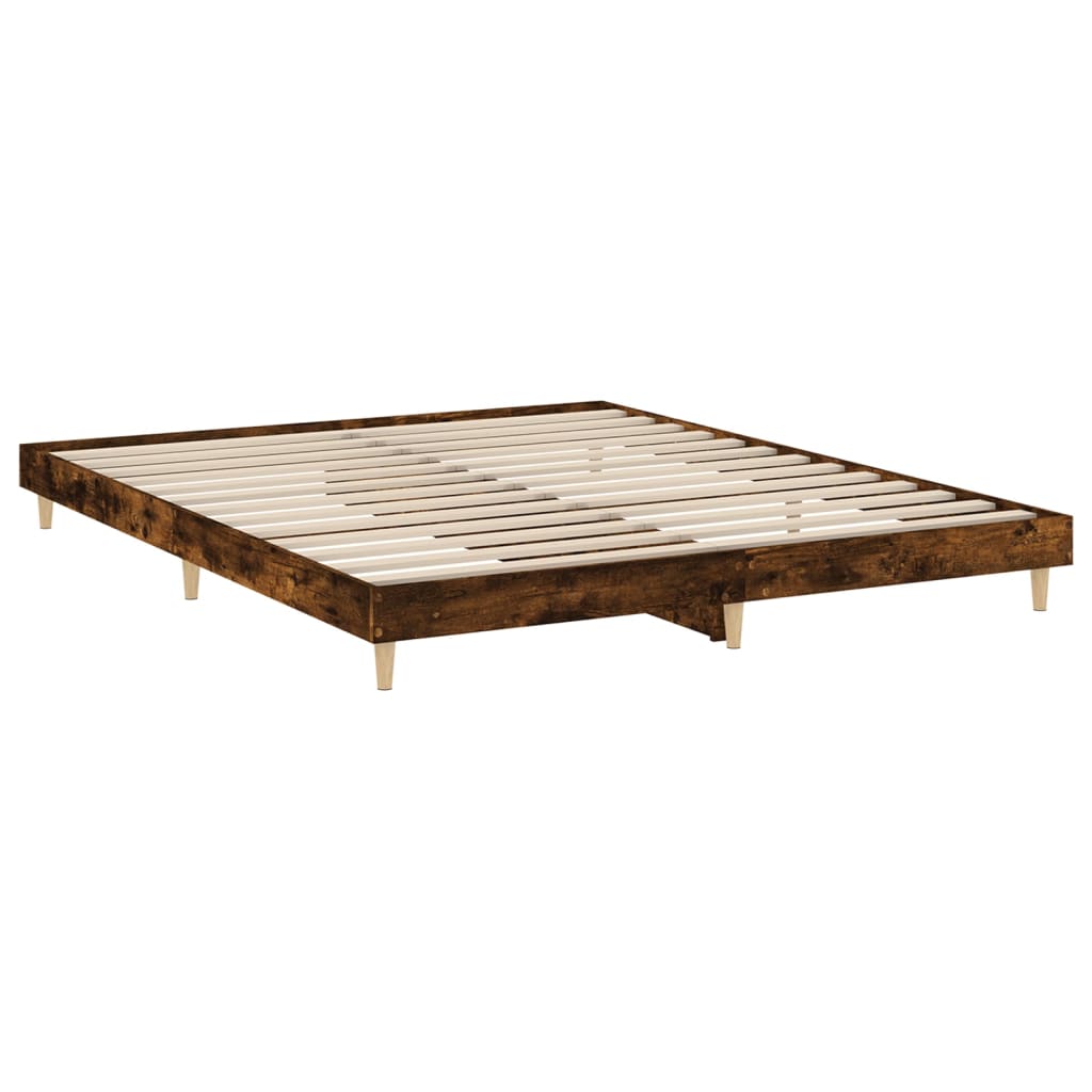 vidaXL Bed Frame without Mattress Smoked Oak 180x200 cm Super King Engineered Wood