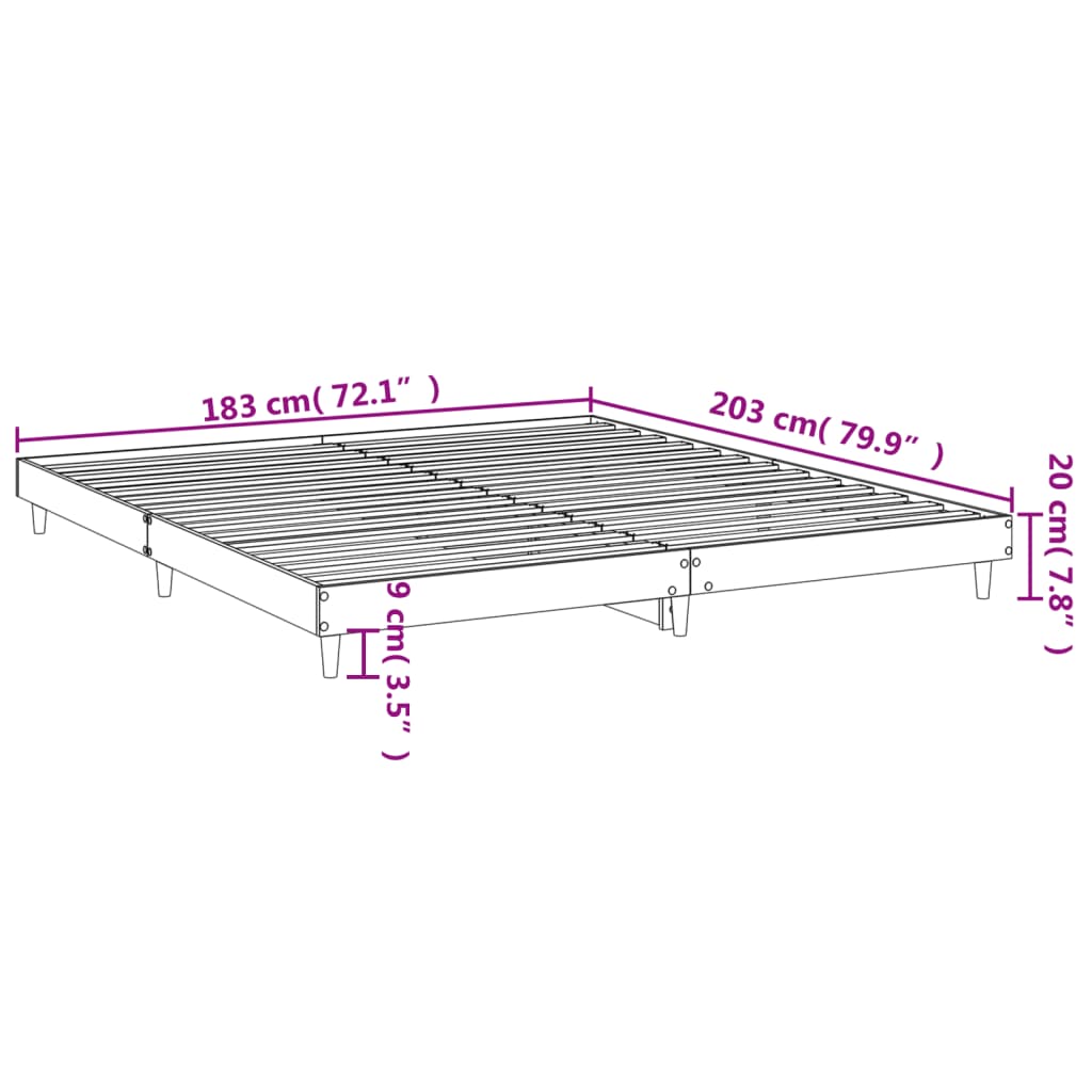 vidaXL Bed Frame without Mattress Smoked Oak 180x200 cm Super King Engineered Wood