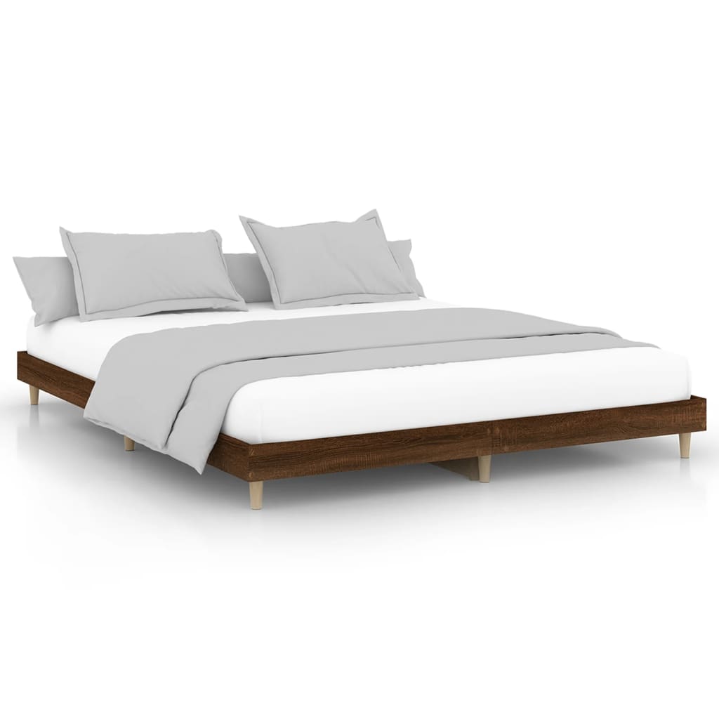 vidaXL Bed Frame without Mattress Brown Oak 180x200 cm Super King Engineered Wood