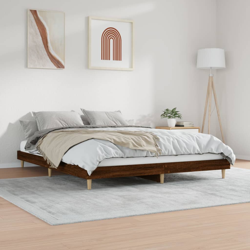 vidaXL Bed Frame without Mattress Brown Oak 180x200 cm Super King Engineered Wood