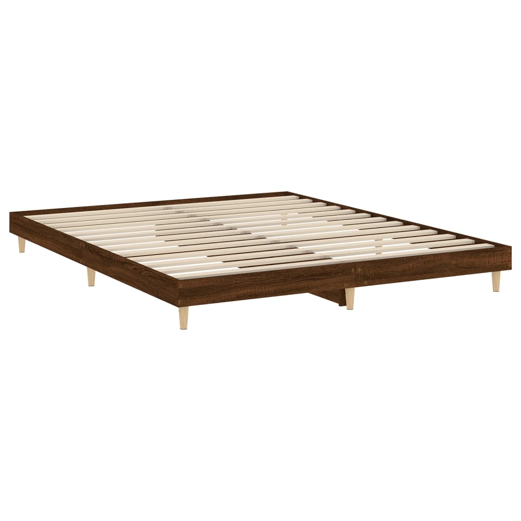 vidaXL Bed Frame without Mattress Brown Oak 180x200 cm Super King Engineered Wood