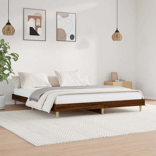 vidaXL Bed Frame without Mattress Brown Oak 180x200 cm Super King Engineered Wood