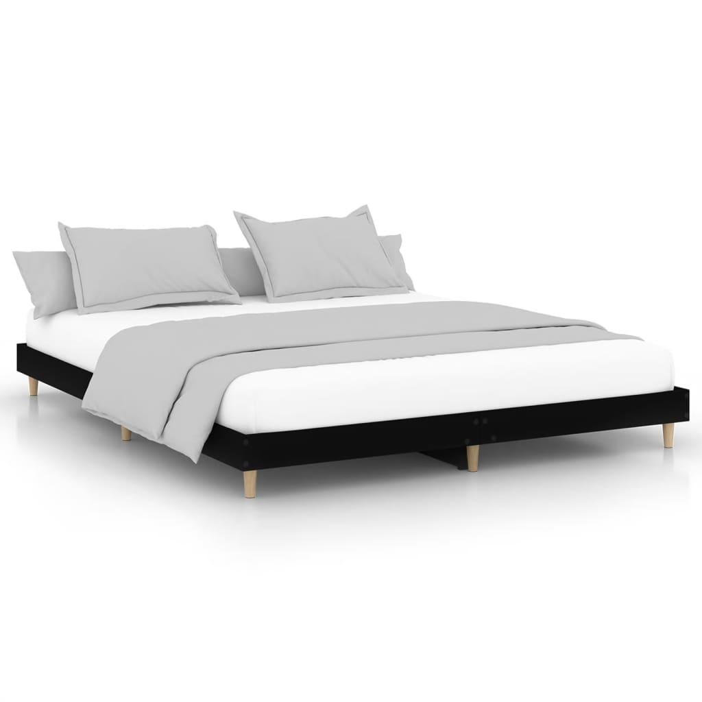 vidaXL Bed Frame without Mattress Black 160x200 cm Engineered Wood