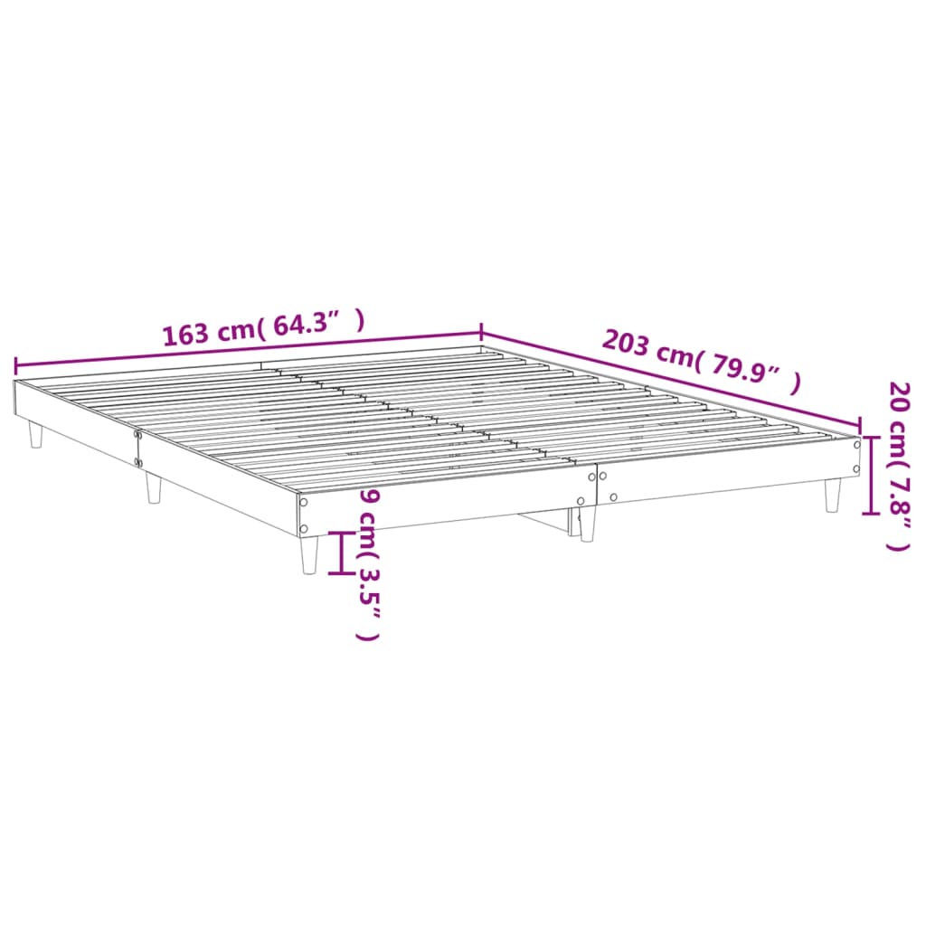 vidaXL Bed Frame without Mattress Sonoma Oak 160x200 cm Engineered Wood