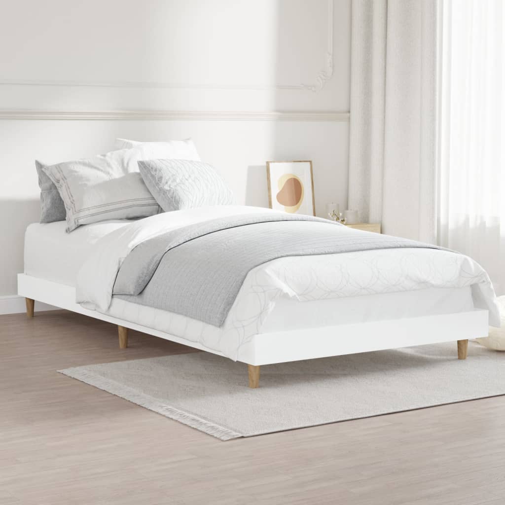 vidaXL Bed Frame without Mattress White 100x200 cm Engineered Wood