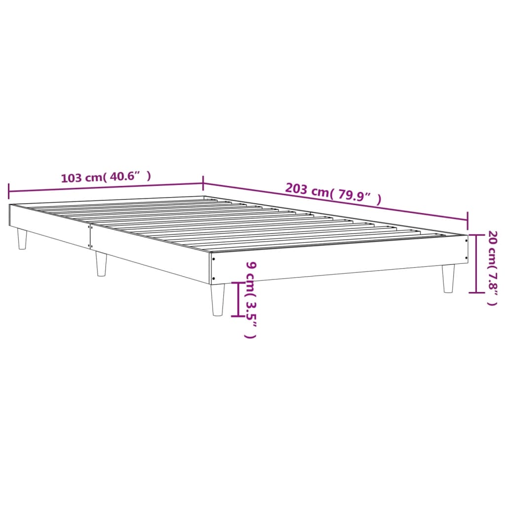 vidaXL Bed Frame without Mattress White 100x200 cm Engineered Wood