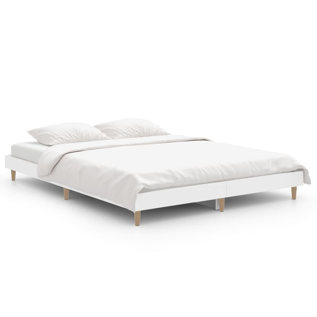 vidaXL Bed Frame without Mattress White 135x190 cm Double Engineered Wood