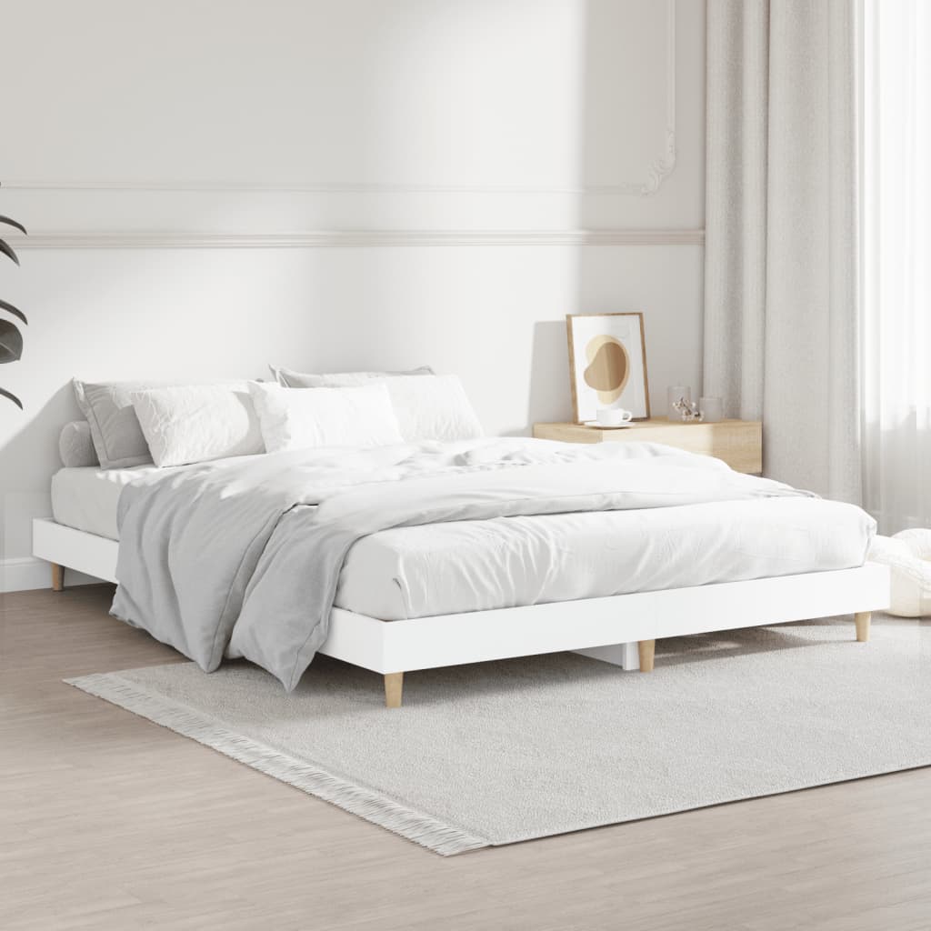 vidaXL Bed Frame without Mattress White 135x190 cm Double Engineered Wood