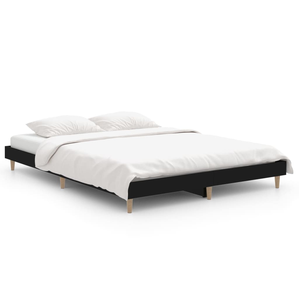 vidaXL Bed Frame without Mattress Black 135x190 cm Double Engineered Wood