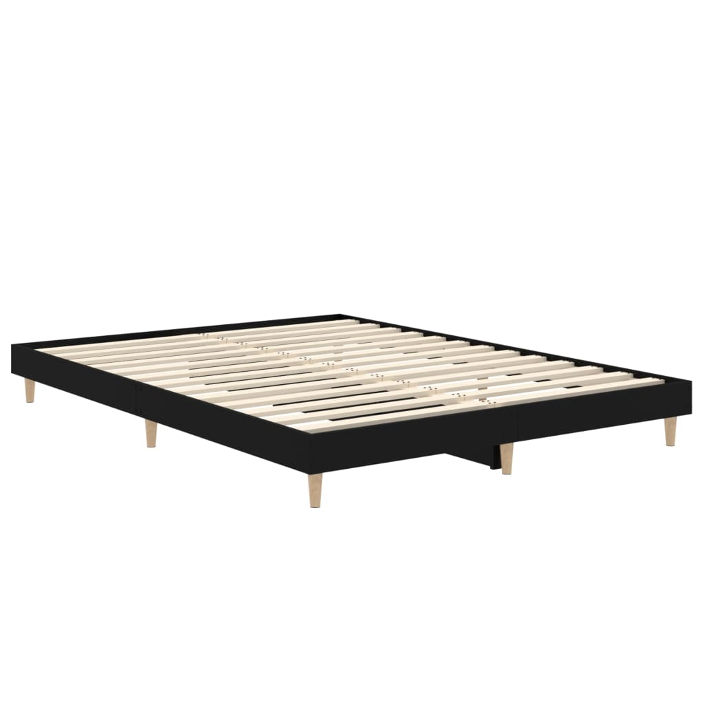 vidaXL Bed Frame without Mattress Black 135x190 cm Double Engineered Wood