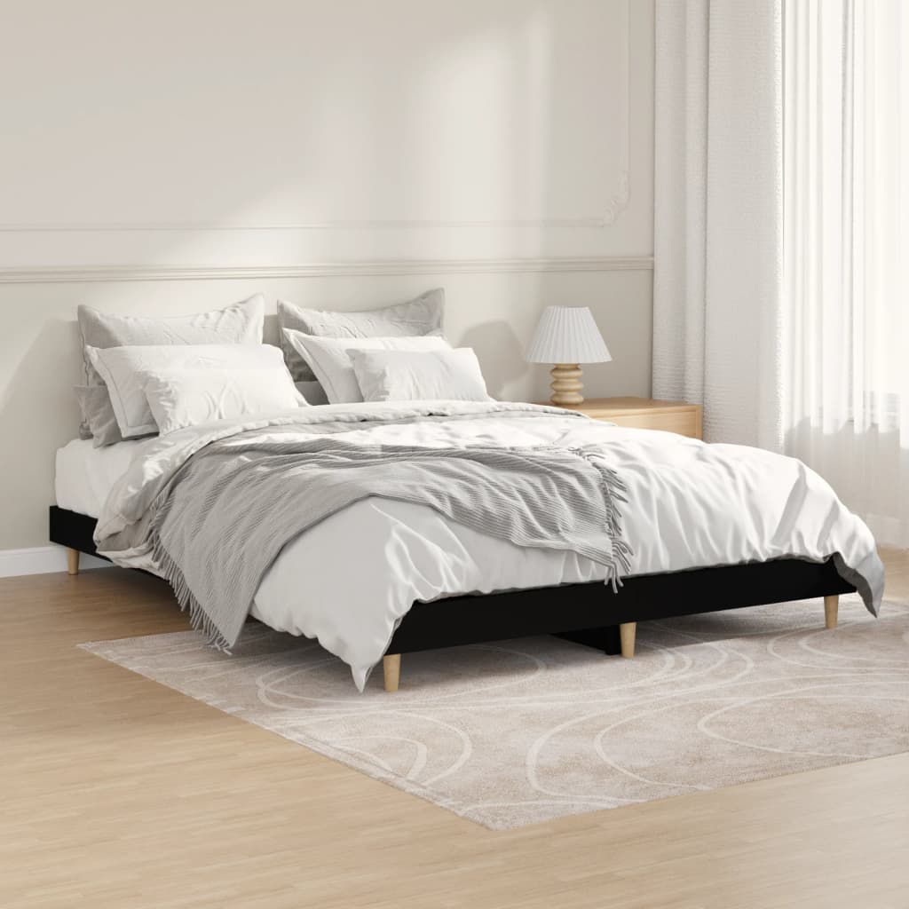 vidaXL Bed Frame without Mattress Black 135x190 cm Double Engineered Wood