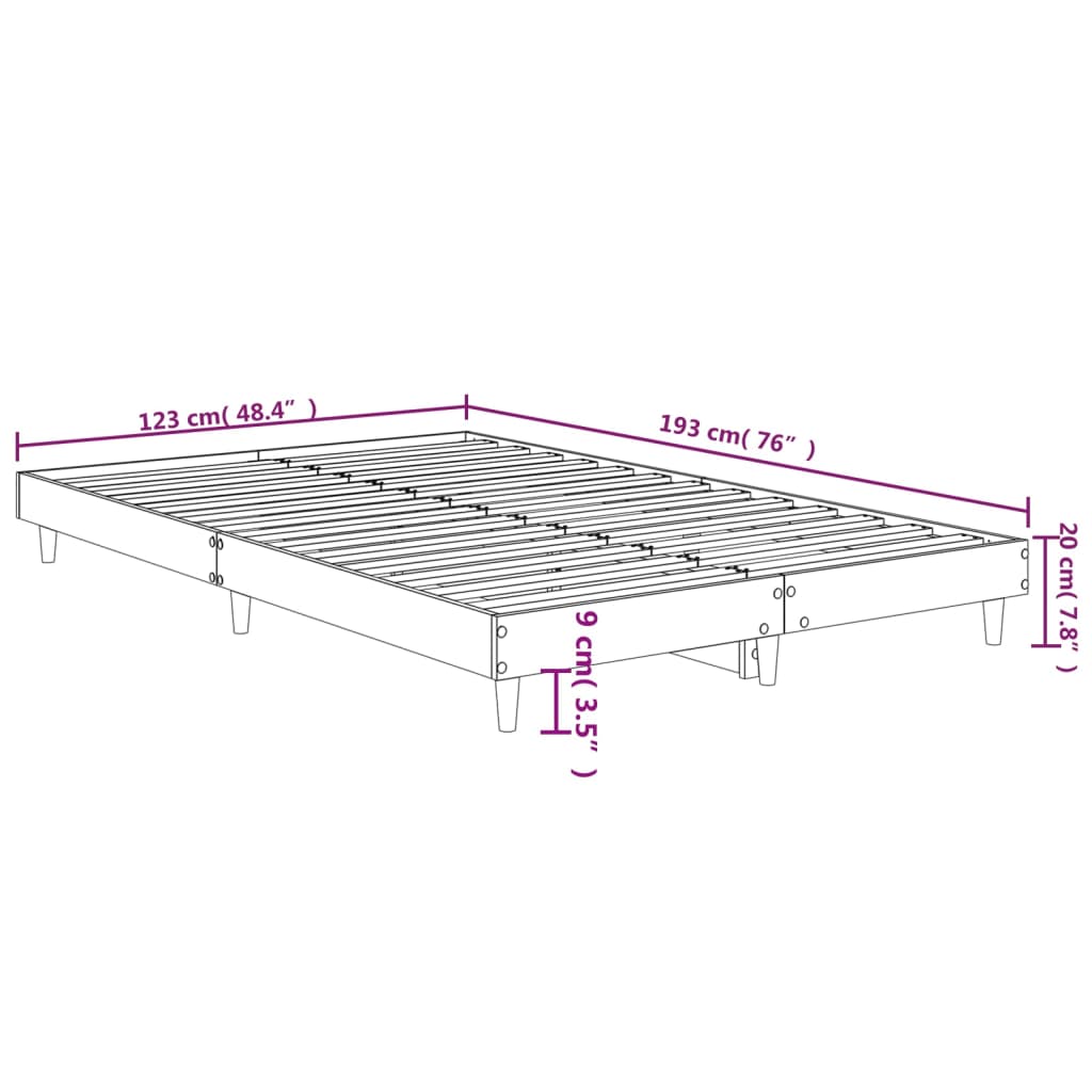 vidaXL Bed Frame without Mattress White 120x190 cm Small Double Engineered Wood