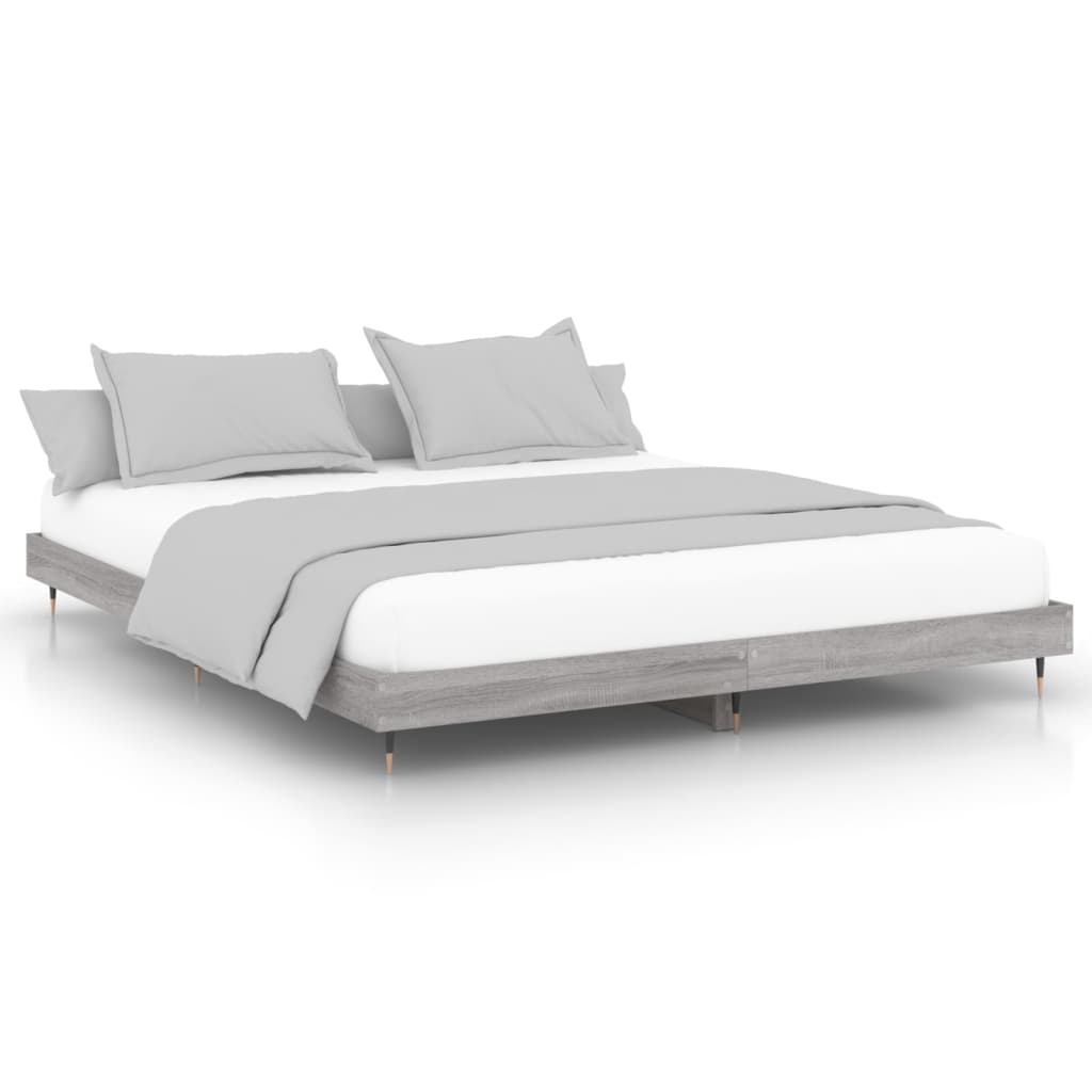 vidaXL Bed Frame without Mattress Grey Sonoma 160x200 cm Engineered Wood