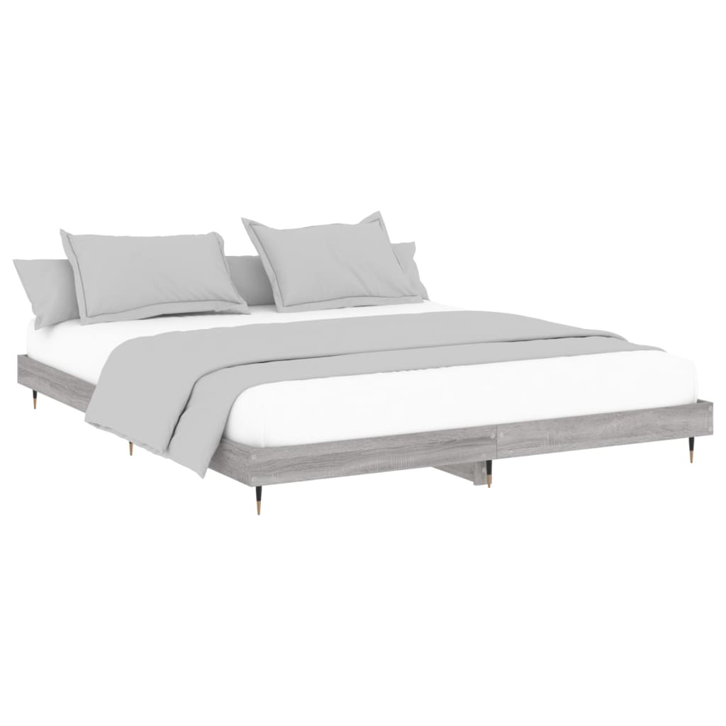 vidaXL Bed Frame without Mattress Grey Sonoma 160x200 cm Engineered Wood