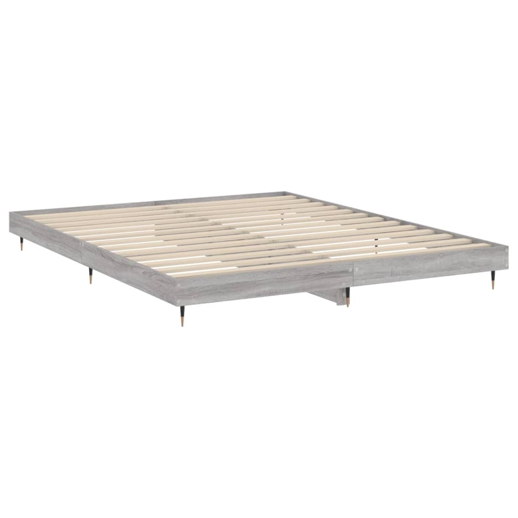 vidaXL Bed Frame without Mattress Grey Sonoma 160x200 cm Engineered Wood