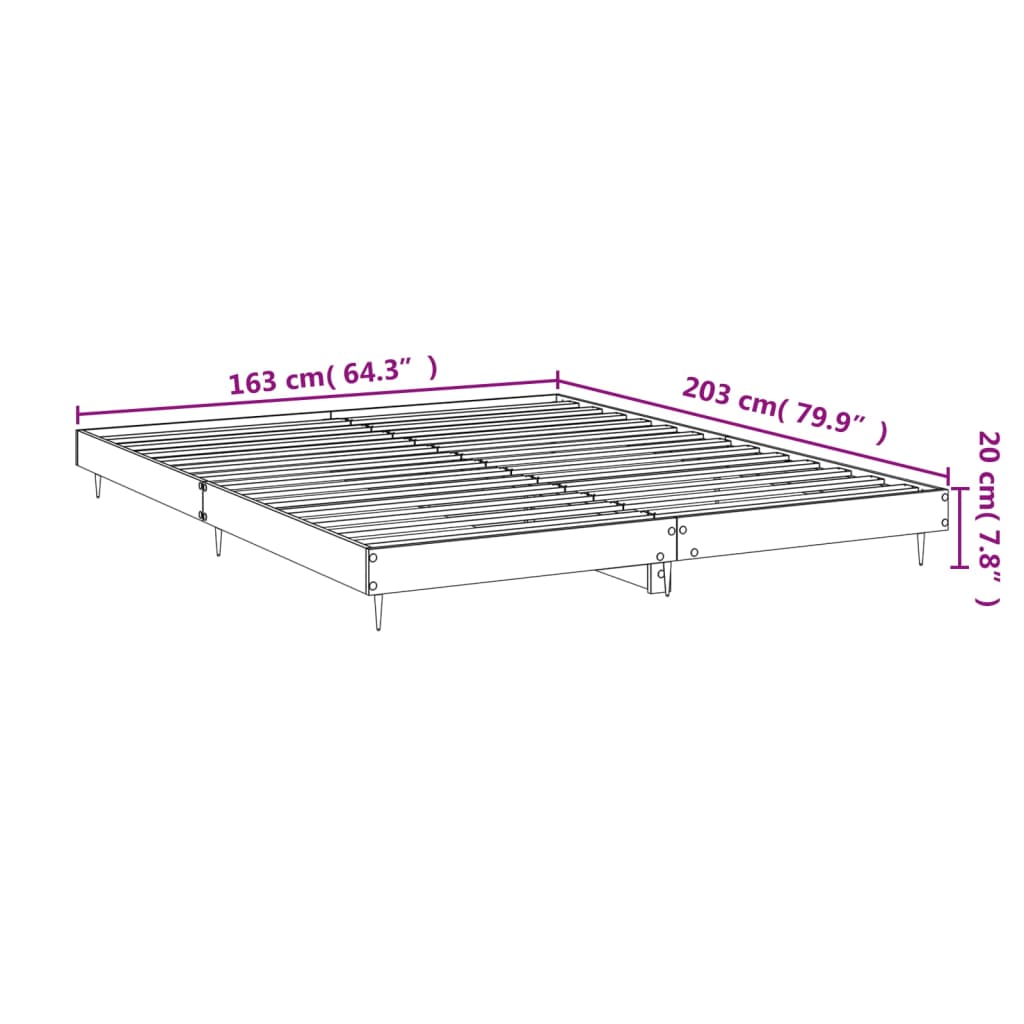 vidaXL Bed Frame without Mattress Grey Sonoma 160x200 cm Engineered Wood