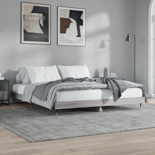 vidaXL Bed Frame without Mattress Grey Sonoma 160x200 cm Engineered Wood