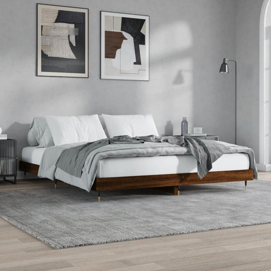 vidaXL Bed Frame without Mattress Brown Oak 140x200 cm Engineered Wood