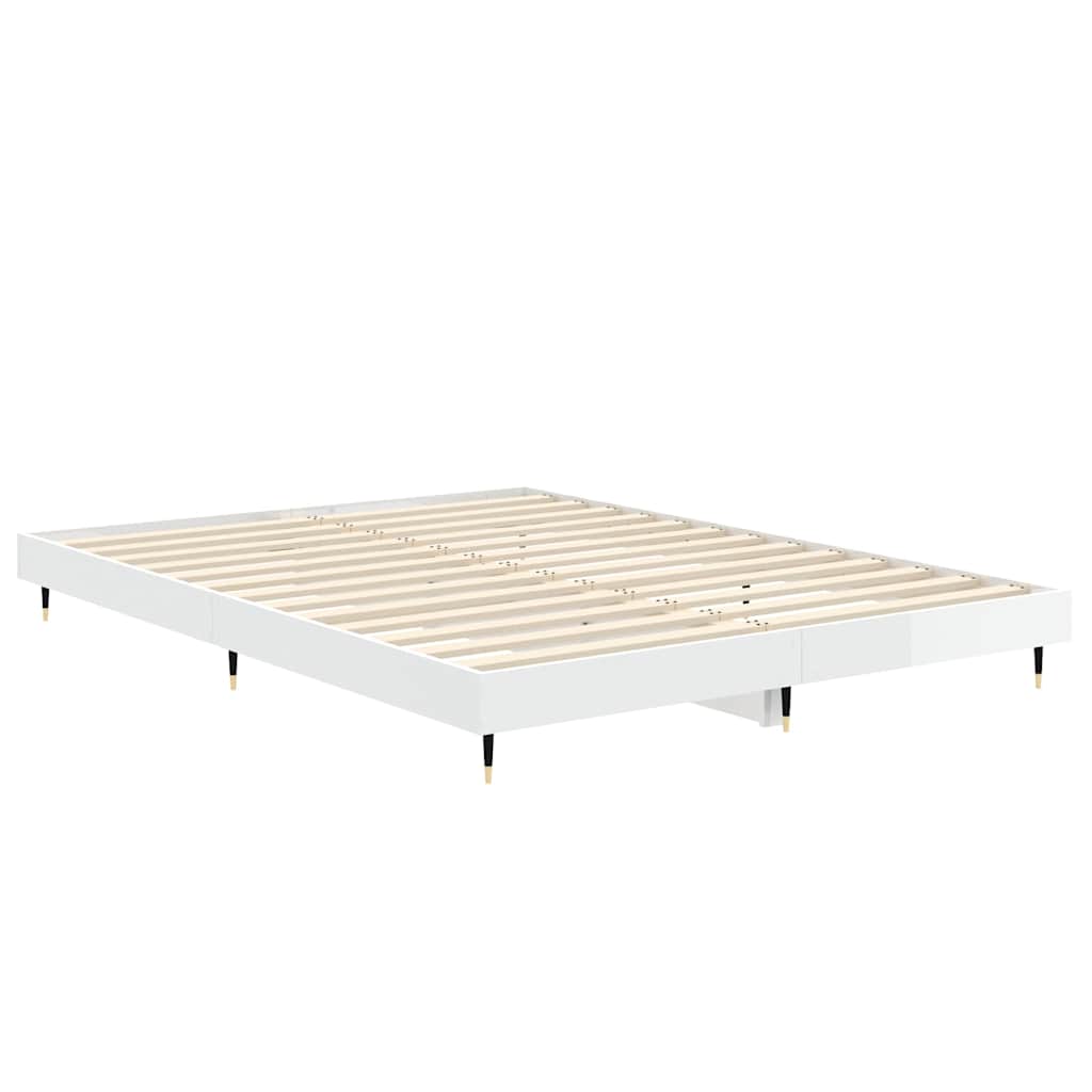 Bed Frame without Mattress High Gloss White 135x190 cm Double