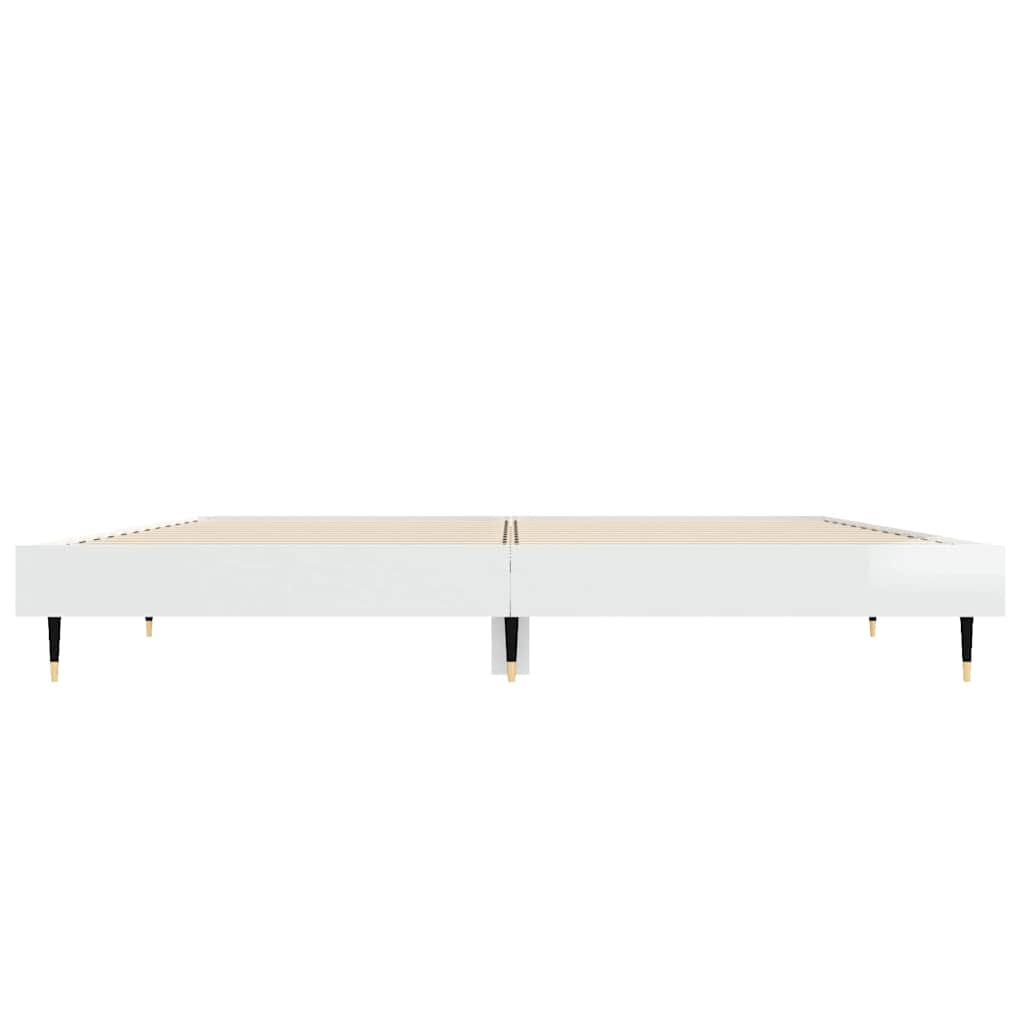 Bed Frame without Mattress High Gloss White 135x190 cm Double