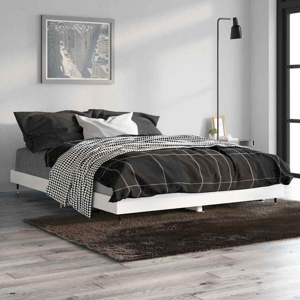Bed Frame without Mattress High Gloss White 135x190 cm Double