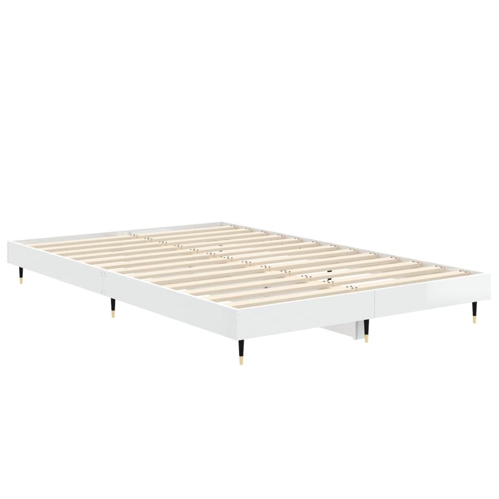 vidaXL Bed Frame without Mattress High Gloss White 120x190 cm Small Double