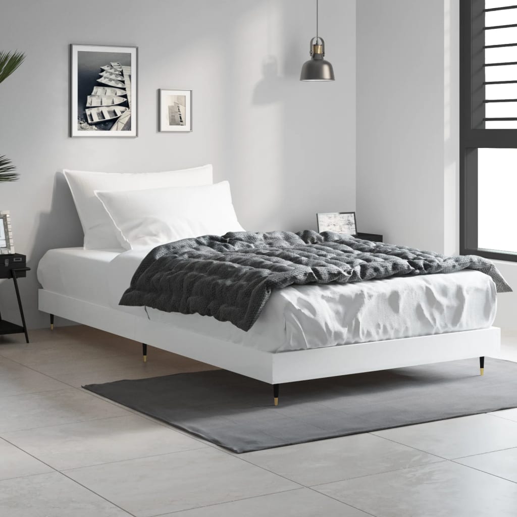 vidaXL Bed Frame without Mattress White 90x190 cm Single Engineered Wood