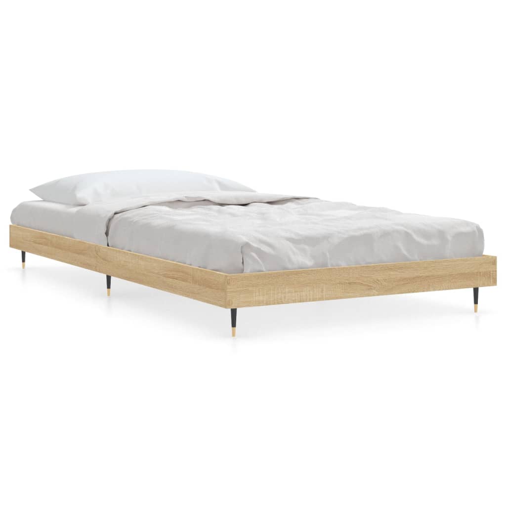 vidaXL Bed Frame without Mattress Sonoma Oak 90x190 cm Single Engineered Wood