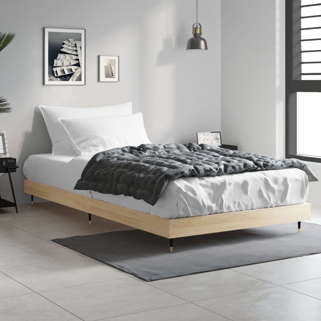 vidaXL Bed Frame without Mattress Sonoma Oak 90x190 cm Single Engineered Wood