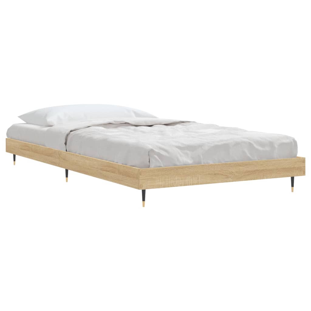 vidaXL Bed Frame without Mattress Sonoma Oak 90x190 cm Single Engineered Wood