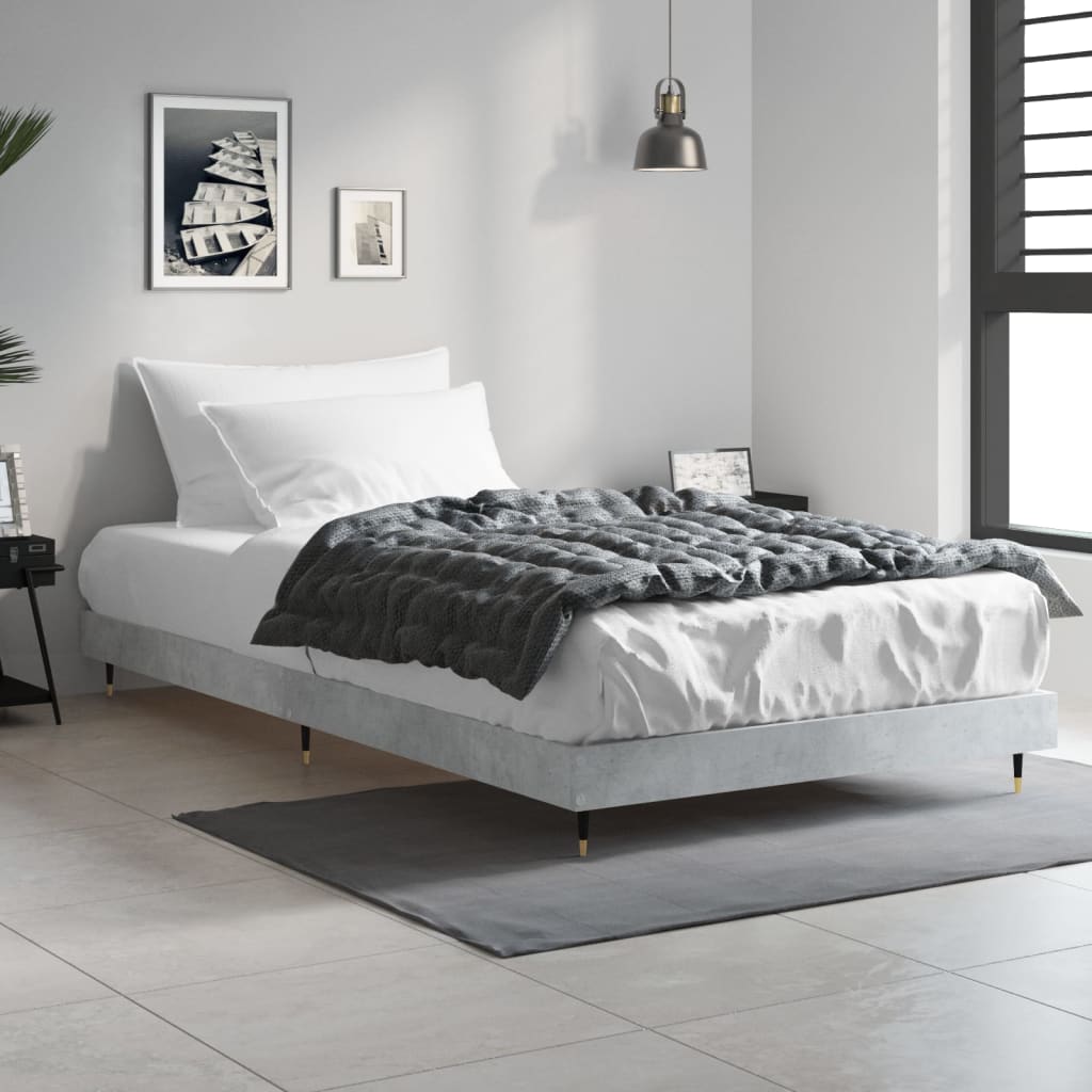 vidaXL Bed Frame without Mattress Concrete Grey 90x190 cm Single