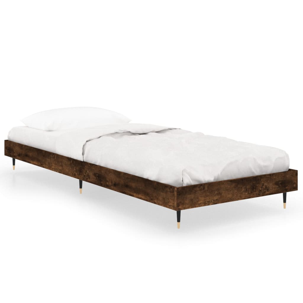 vidaXL Bed Frame without Mattress Smoked Oak 75x190 cm Small Single Engineered Wood