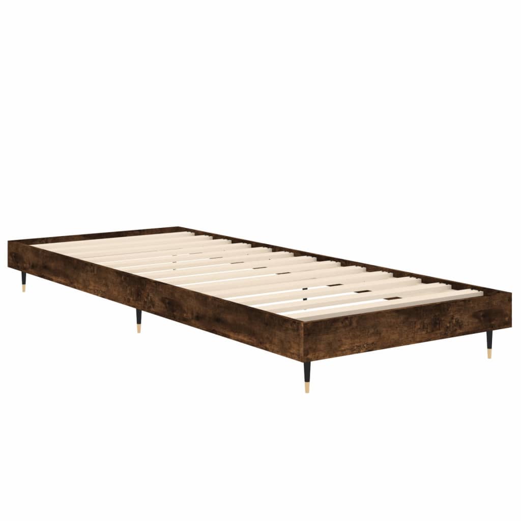 vidaXL Bed Frame without Mattress Smoked Oak 75x190 cm Small Single Engineered Wood