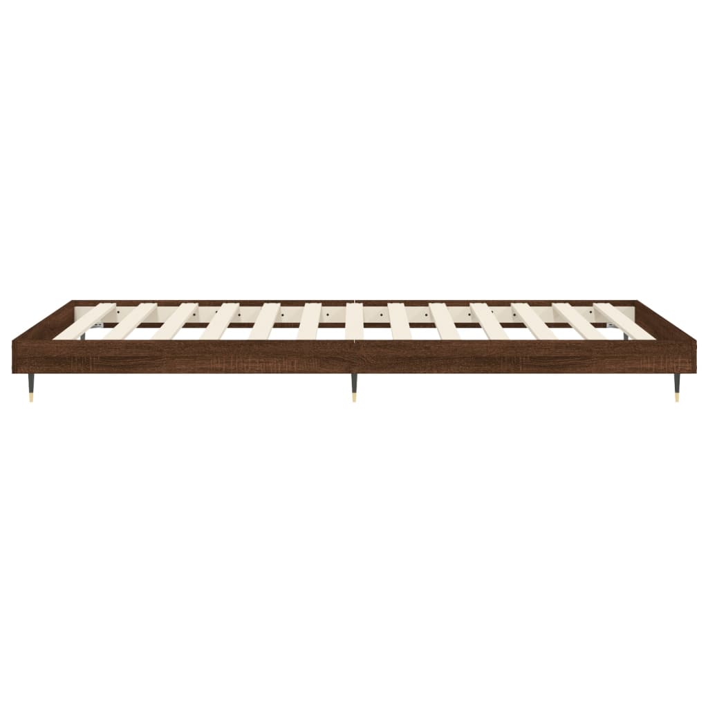 vidaXL Bed Frame without Mattress Brown Oak 75x190 cm Small Single Engineered Wood