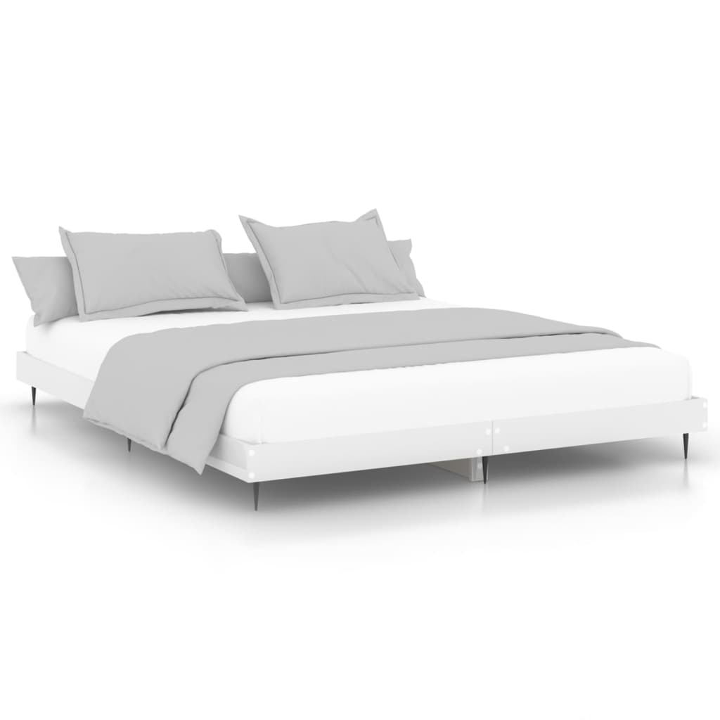 Bed Frame without Mattress High Gloss White 200x200 cm