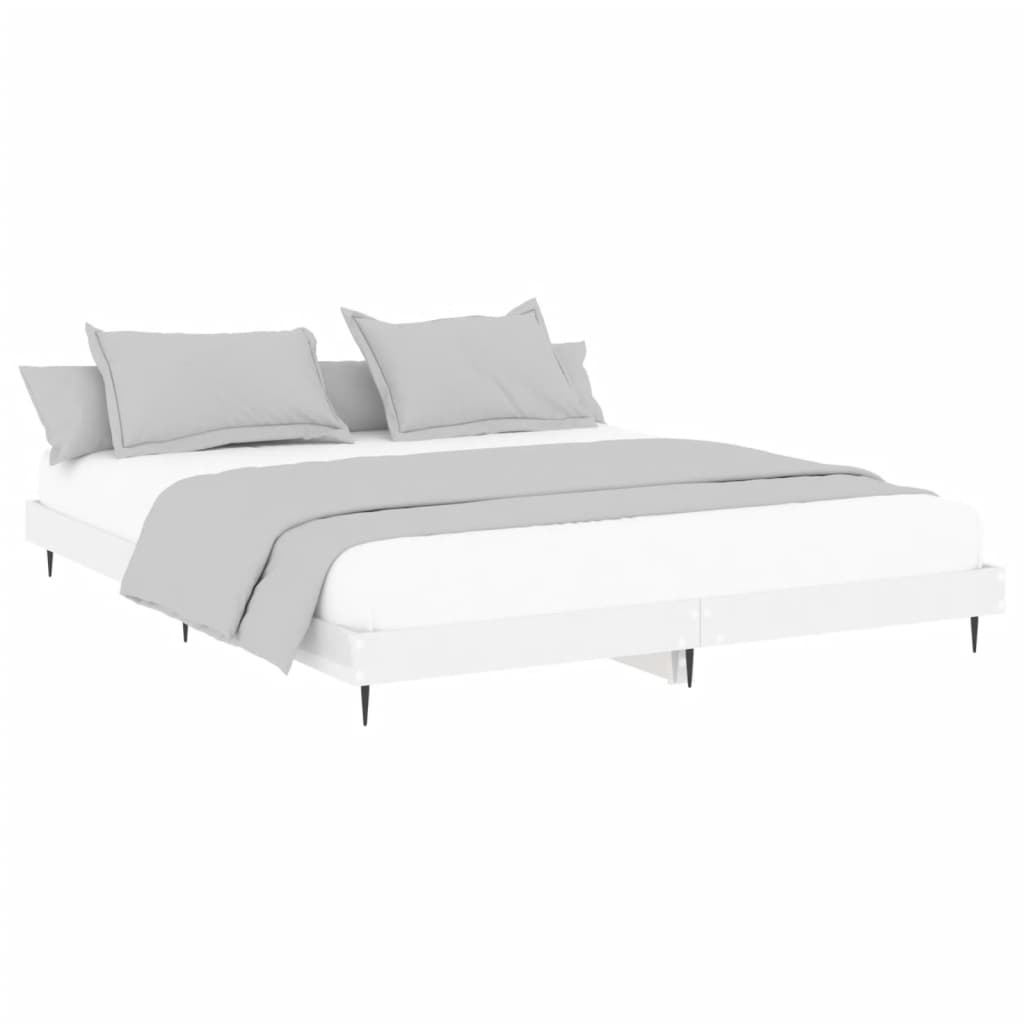 Bed Frame without Mattress High Gloss White 200x200 cm