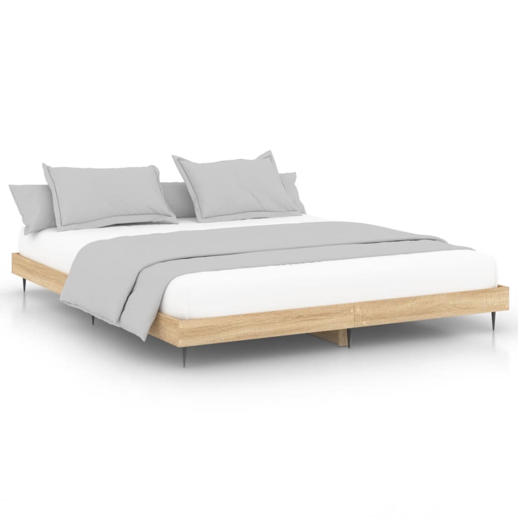 Bed Frame without Mattress Sonoma Oak 200x200 cm Engineered Wood