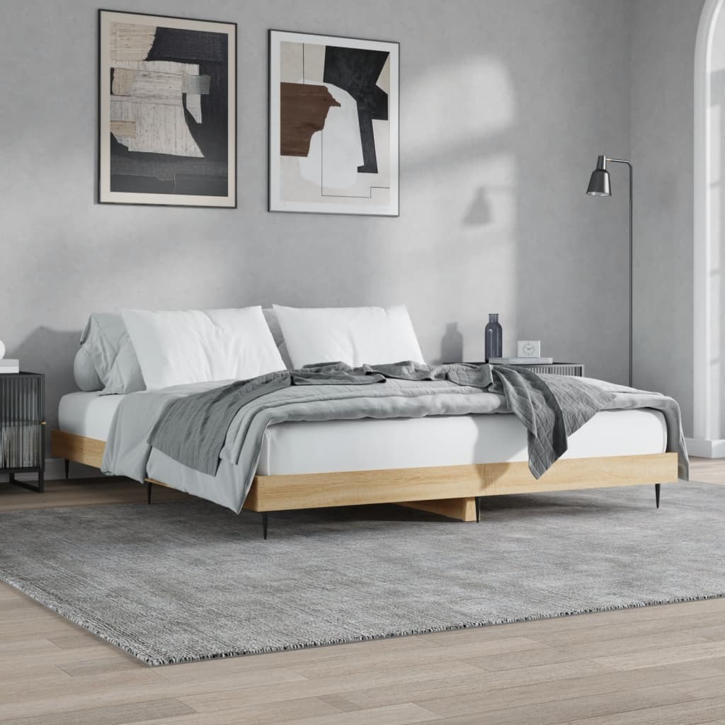 Bed Frame without Mattress Sonoma Oak 200x200 cm Engineered Wood