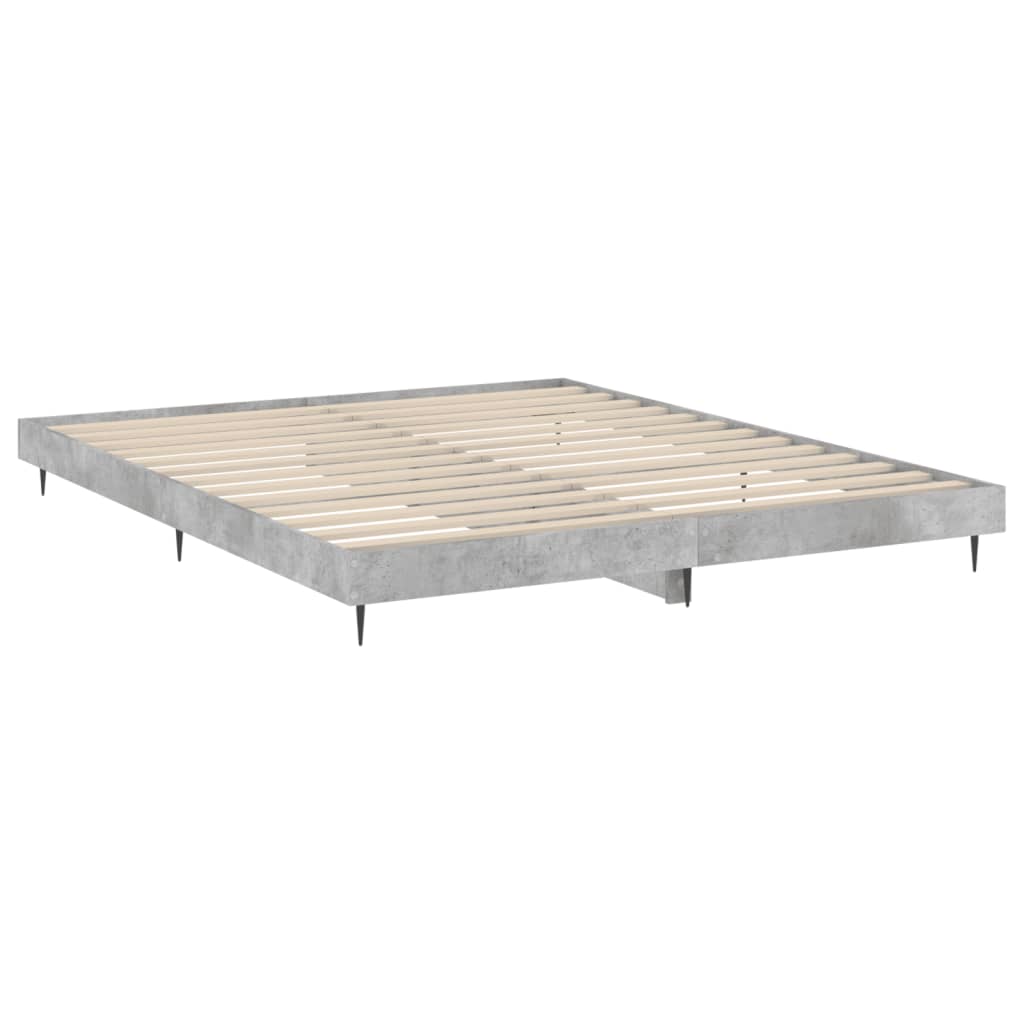 Bedframe betongrijs 200x200 cm Engineered Wood