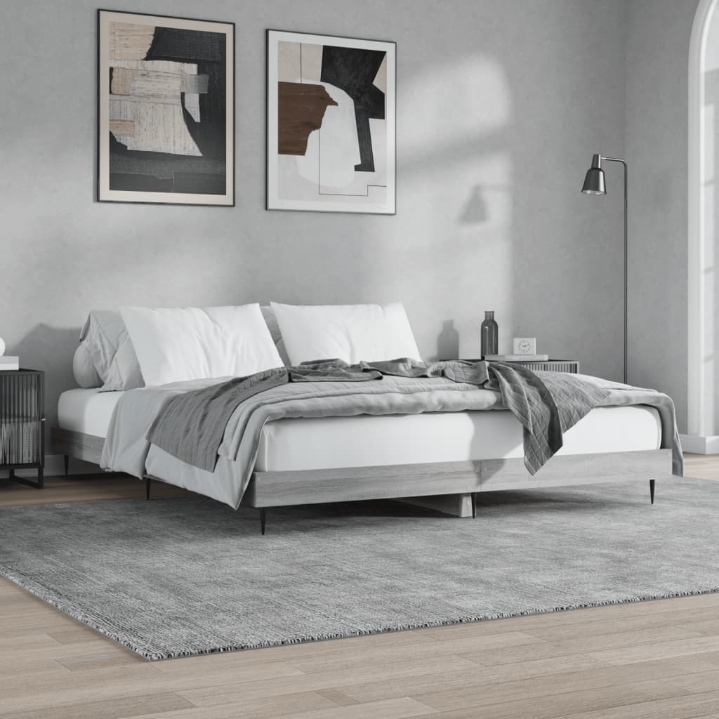 Bedframe grijs Sonoma 200x200 cm Engineered Wood