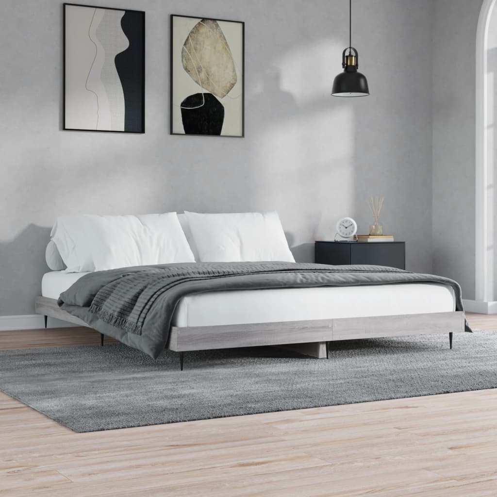 Bed Frame without Mattress Grey Sonoma 200x200 cm Engineered Wood