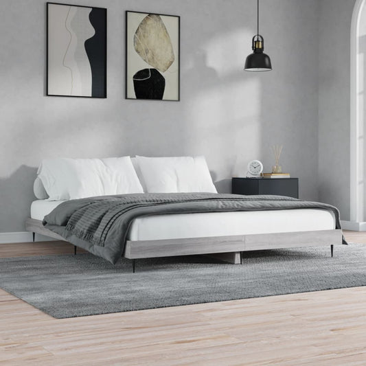 vidaXL Bed Frame without Mattress Grey Sonoma 200x200 cm Engineered Wood