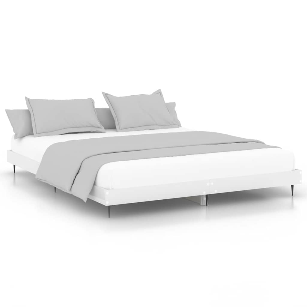 Bed Frame without Mattress High Gloss White 150x200 cm King Size