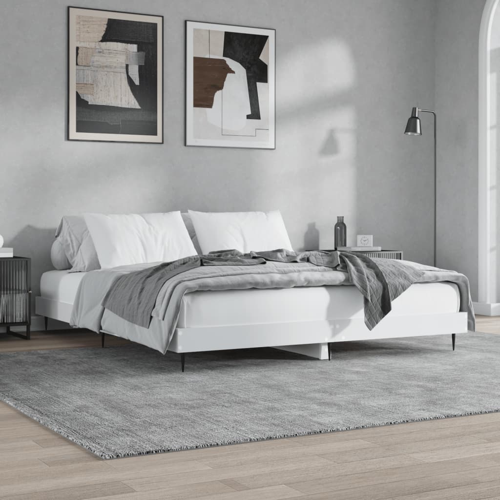 vidaXL Bed Frame without Mattress White 140x200 cm Engineered Wood