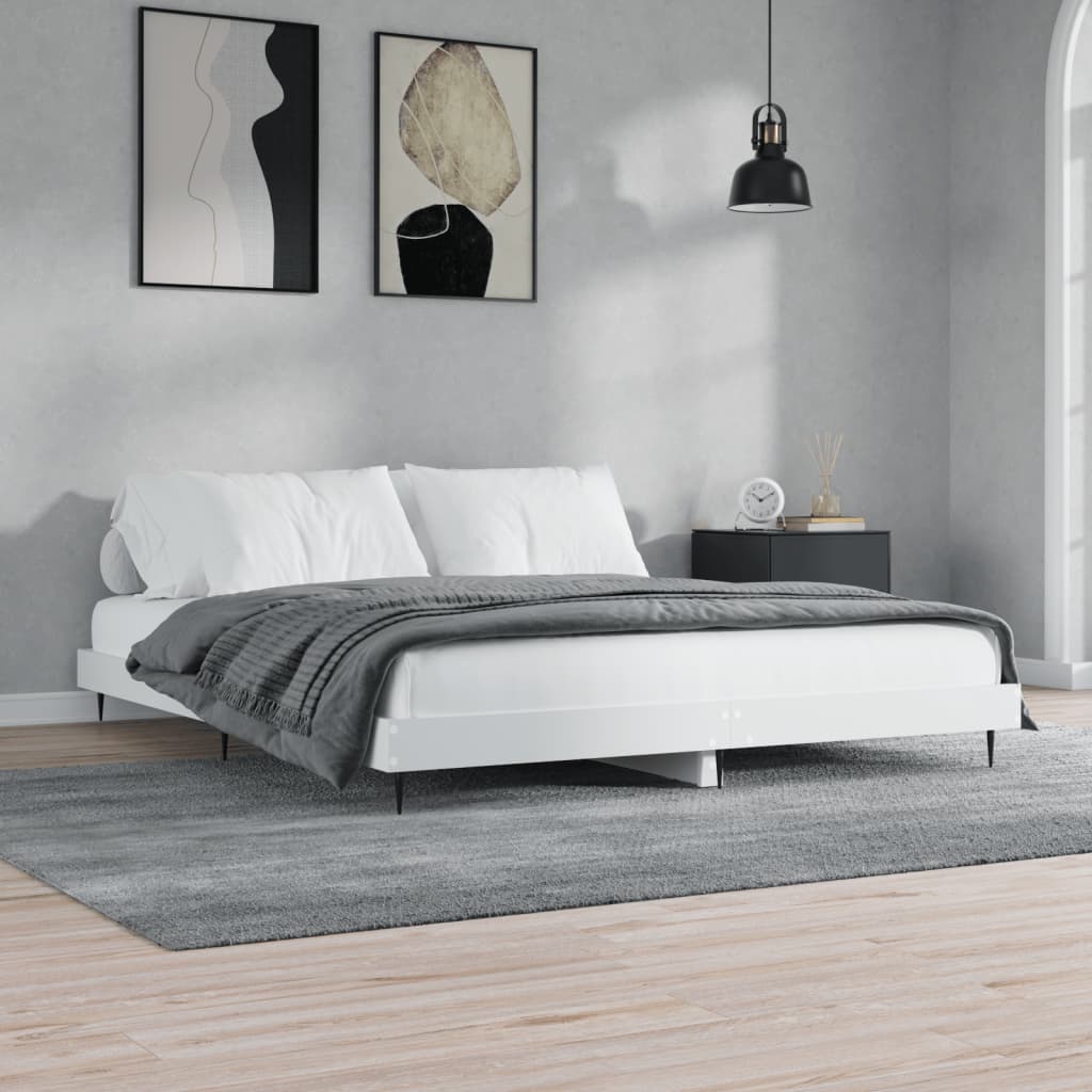 vidaXL Bed Frame without Mattress White 140x200 cm Engineered Wood