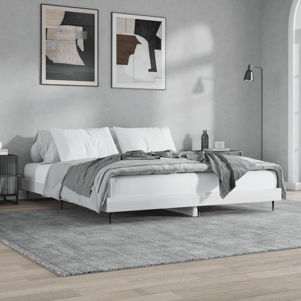 vidaXL Bed Frame without Mattress High Gloss White 140x200 cm