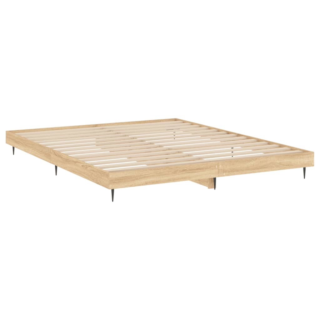 Bed Frame without Mattress Sonoma Oak 140x200 cm Engineered Wood