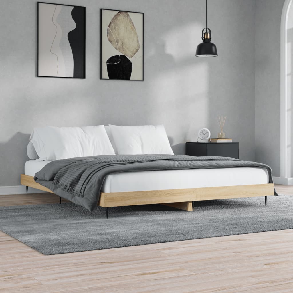 Bed Frame without Mattress Sonoma Oak 140x200 cm Engineered Wood