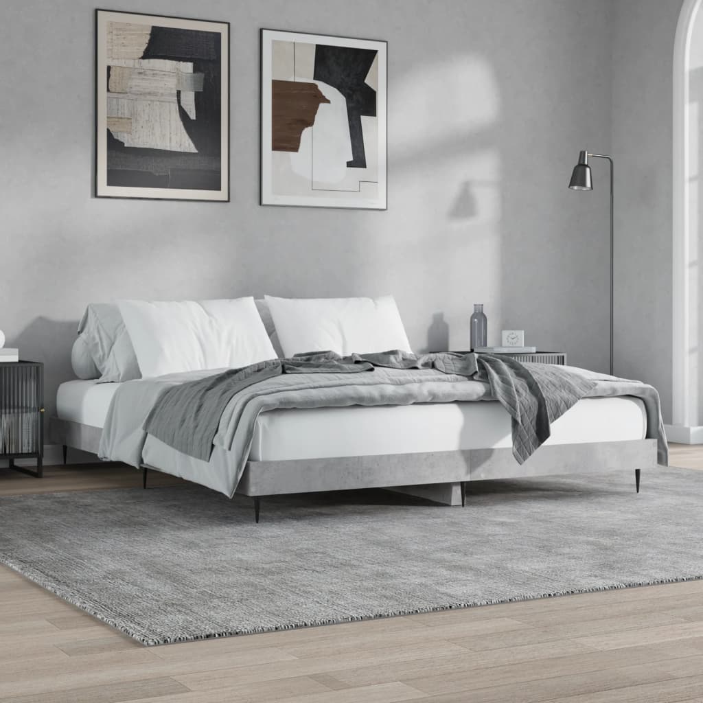 vidaXL Bed Frame without Mattress Concrete Grey 140x200 cm